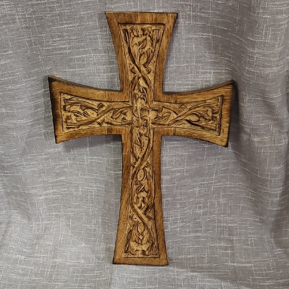 Other - Carved Wooden Cross Decor